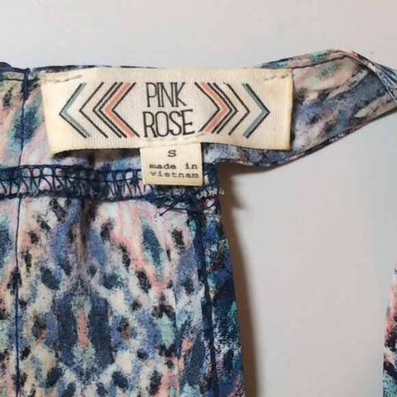 3/$20 Pink Rose Ikat Print Sleeveless Top Flowy Layered Scoop Neck Summer Blouse - Picture 8 of 10